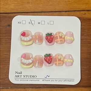 Kids Strawberry Nail Set - Pink Size S